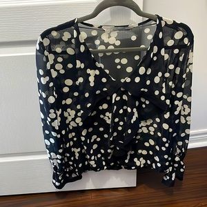 4 for $50 - Zara sheer polka dot shirt with frills